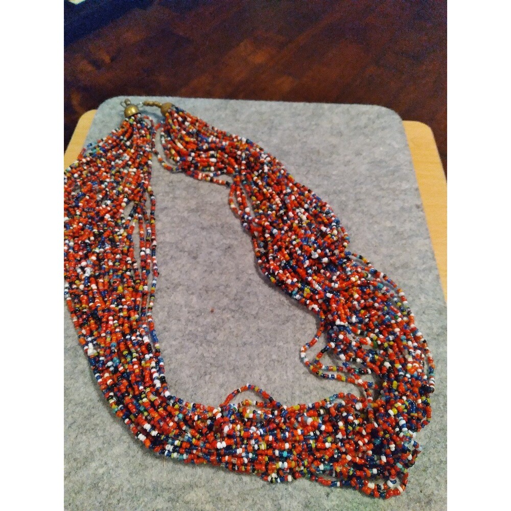 Seed Bead Necklace Multi Strand Statement Bohemian Colorful Jewelry‎